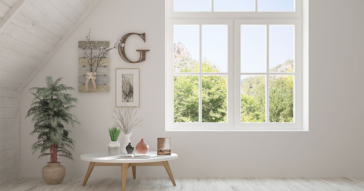 A white window frame in a kid's room