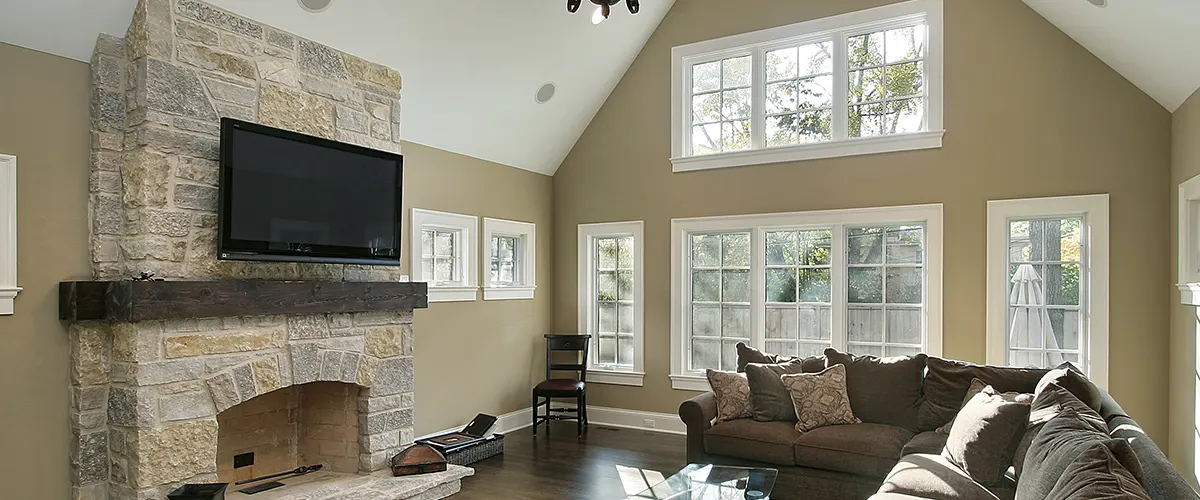 large white windows in transitional home