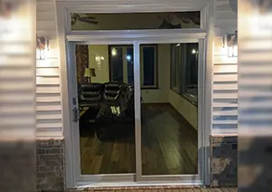 New glass door after replacing with vinyl frames and big glass panels
