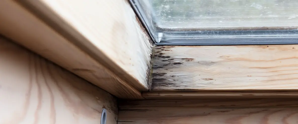 Rot on wood frame because of window sealant failure