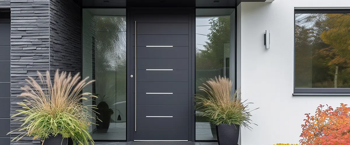 aluminum dark grey door house front