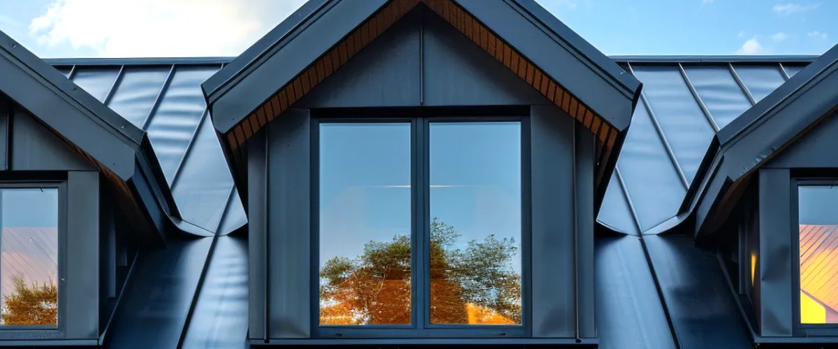 Dormer windows on a modern house roof