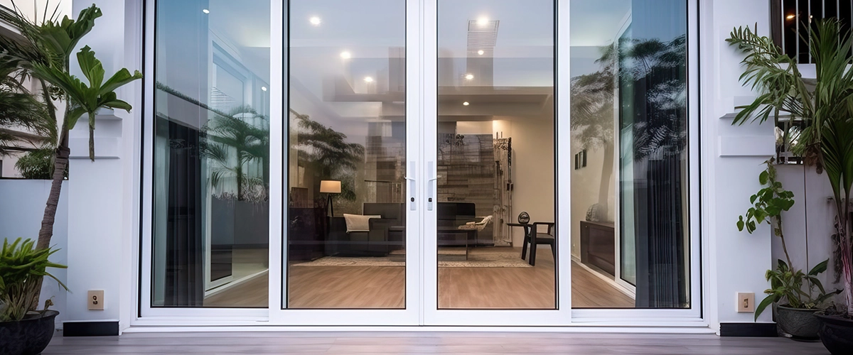 Aesthetic home entrance with large glass sliding doors by window installation company in Gallatin, TN