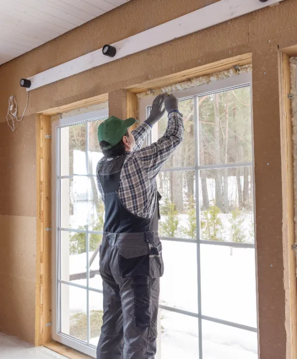 a worker performing a window installation or replacement