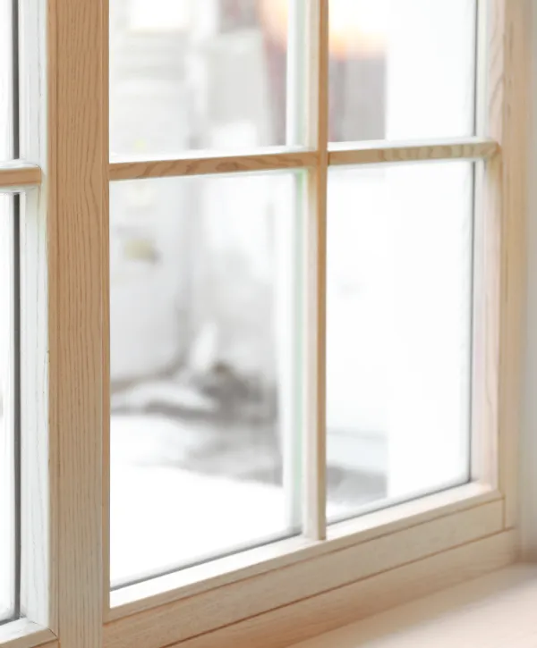 a close-up of a wooden sash window.