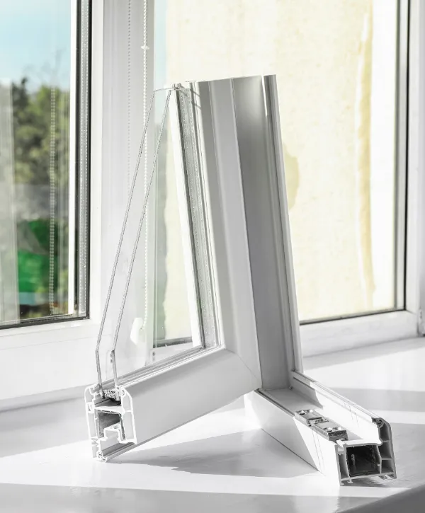 a cross-section of a double-pane window, also known as double glazing